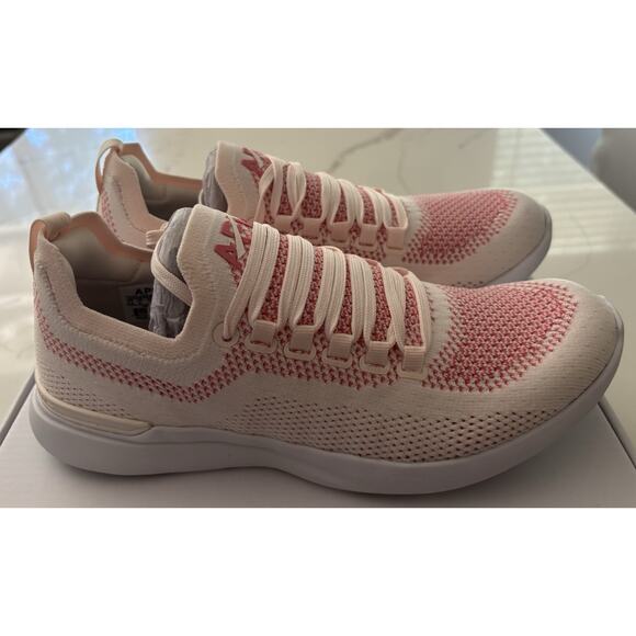 APL Athletic Propulsion Labs Techloom Breeze Sneakers Cream Fire Coral Size 8.5 - Picture 3 of 9